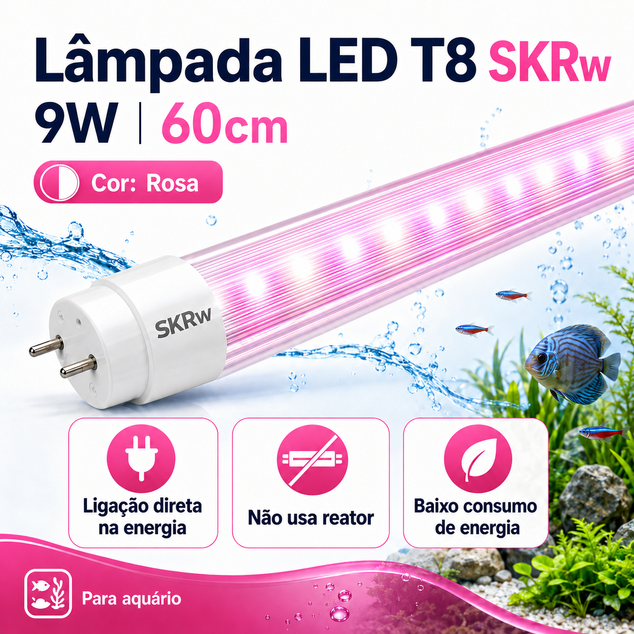 SKRw LAMPADA DE LED TUBOL.T8 9W 60CM