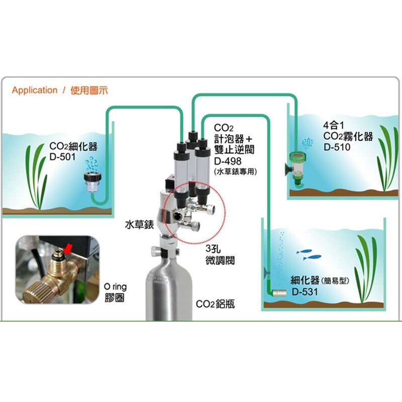UP-AQUA REGULADOR CO2 TRIPLO - 3 SAIDAS G-515