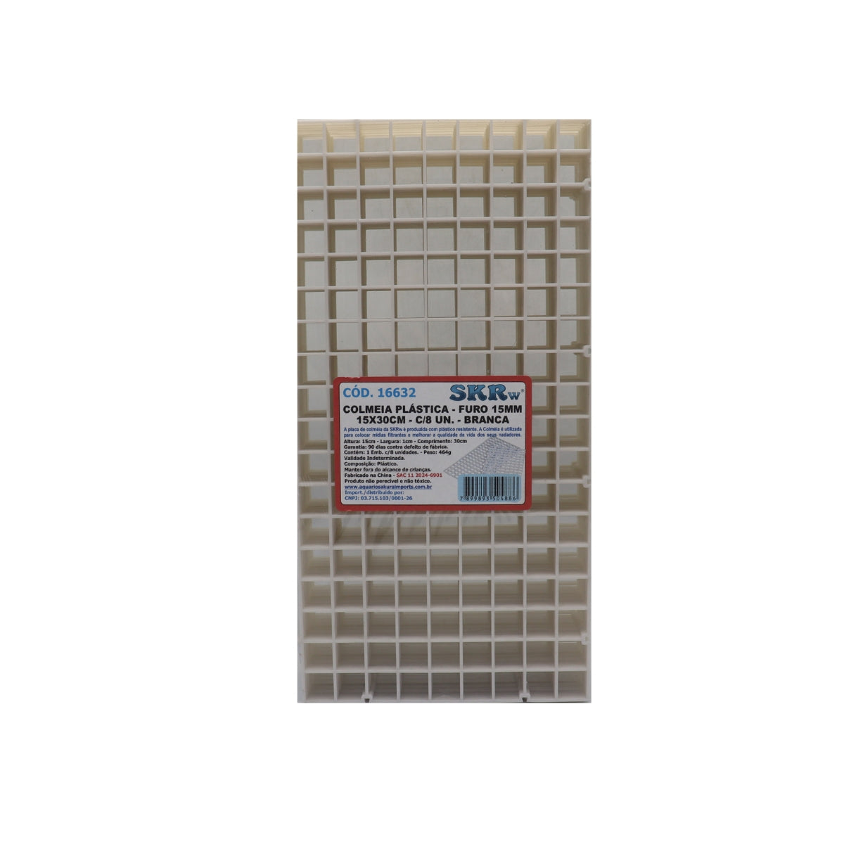 SKRw COLMEIA PLASTICA FURO 15MM 15X30CM C/ 8 BRANC