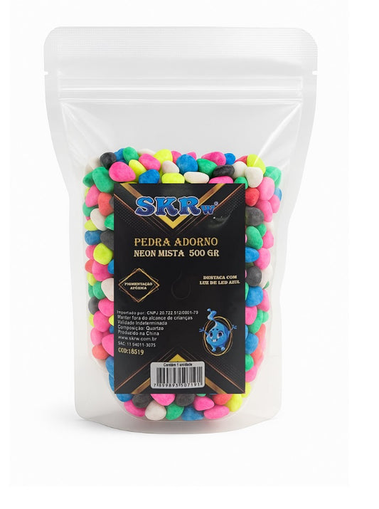 SKRw PEDRA ADORNO NEON MIXTA  500 GR