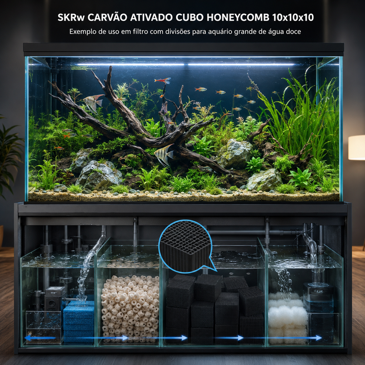 SKRw CARVAO ATIVADO CUBO HONEYCOMB.10X10X10 UNIDAD