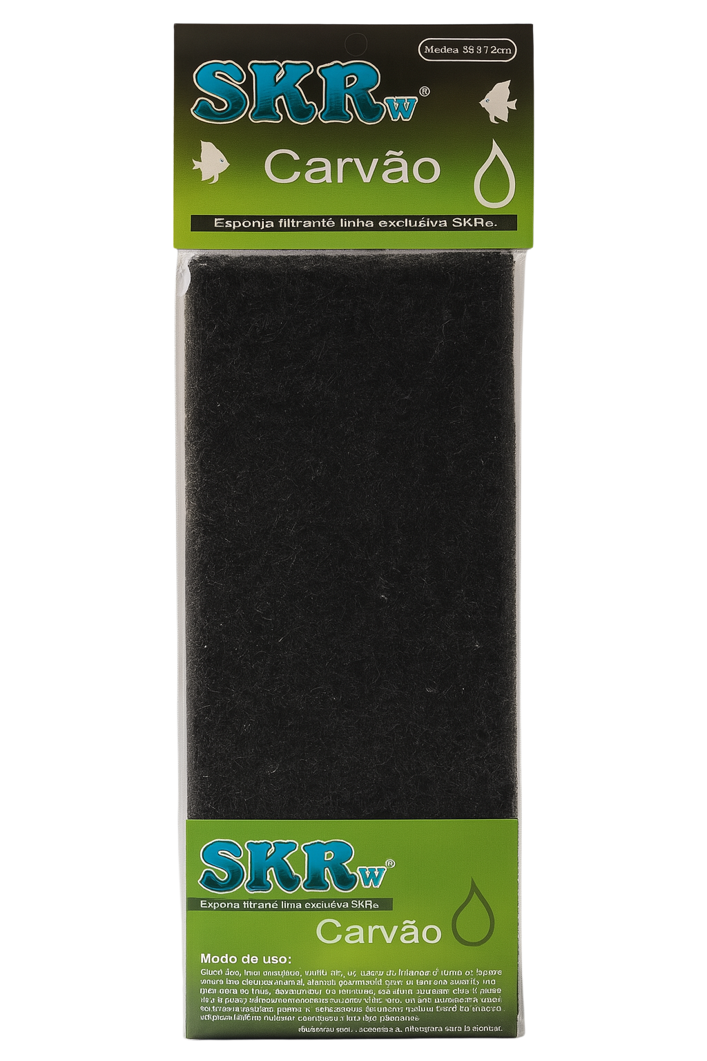 SKRw ESPONJA FILTRANTE CARVAO ATIVADO   33X12CM