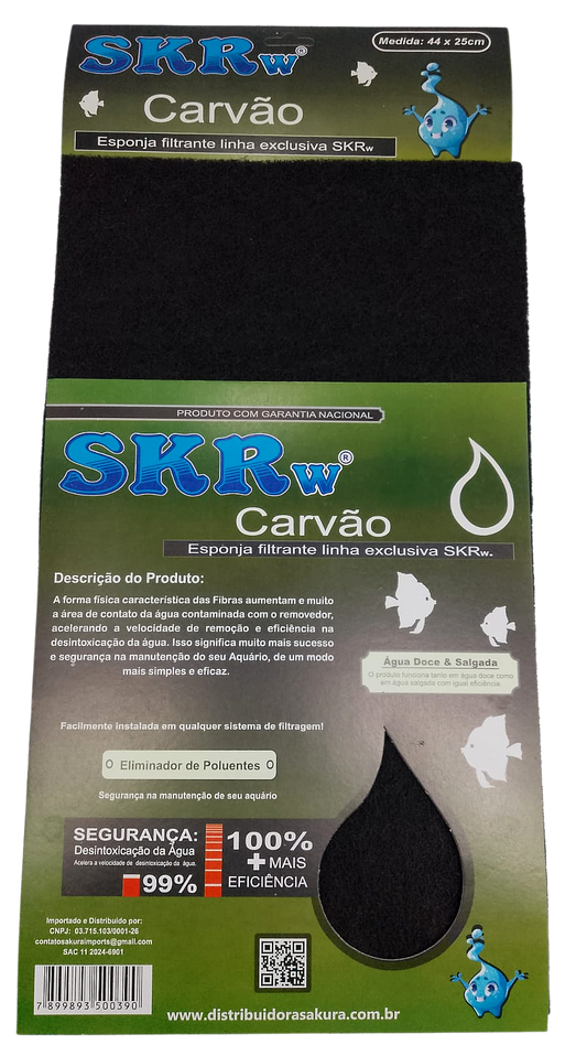 SKRw ESPONJA FILTRANTE CARVAO ATIVADO  44X25CM