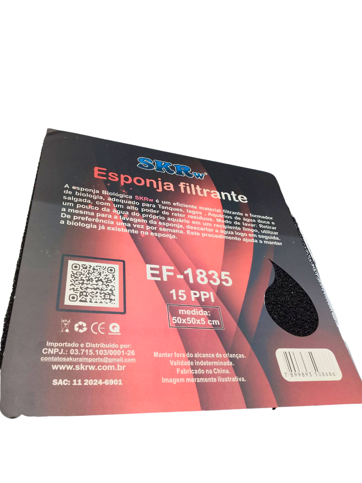 SKRw ESPONJA BIO.EF-1835 50X50X5CM PPI15 PRETA