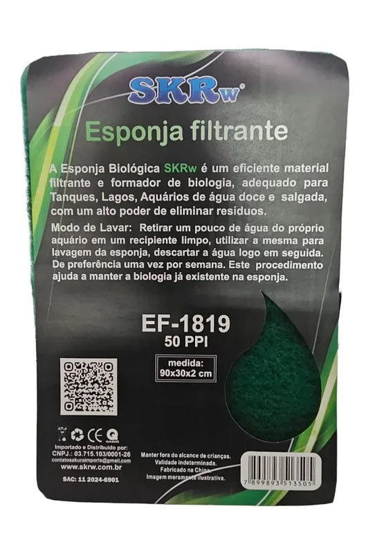 SKRw ESPONJA BIO. EF-1819 90X30X2 50PPI VERDE