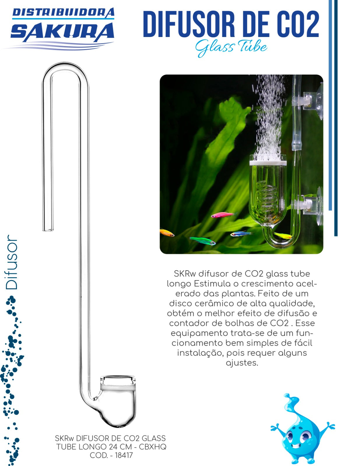 SKRw DIFUSOR CO2 2 EM 1 VIDRO LONGO 24 CM - CBXHQ
