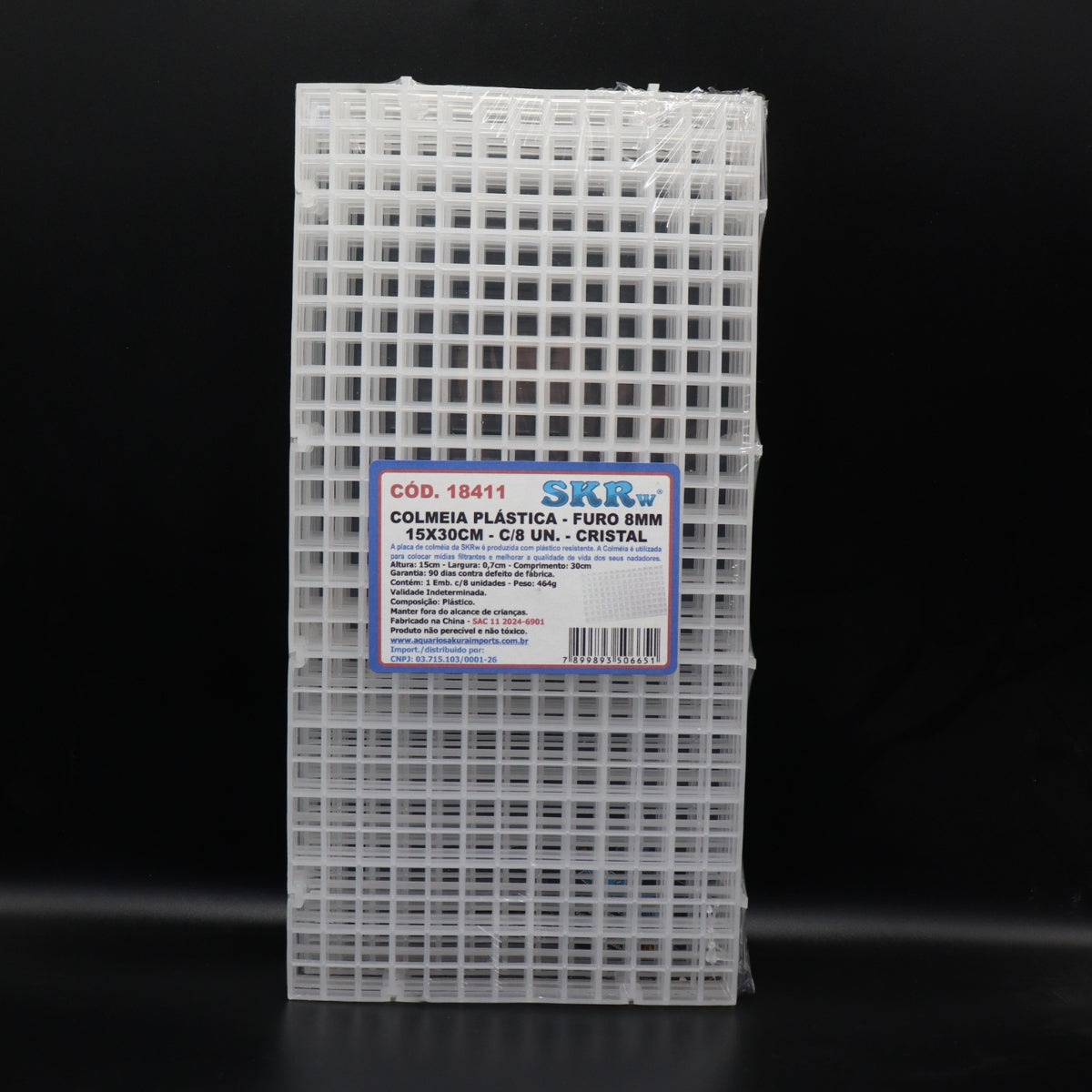 SKRw COLMEIA PLASTICA FURO  8MM 15X30CM C/ 8 BRANC