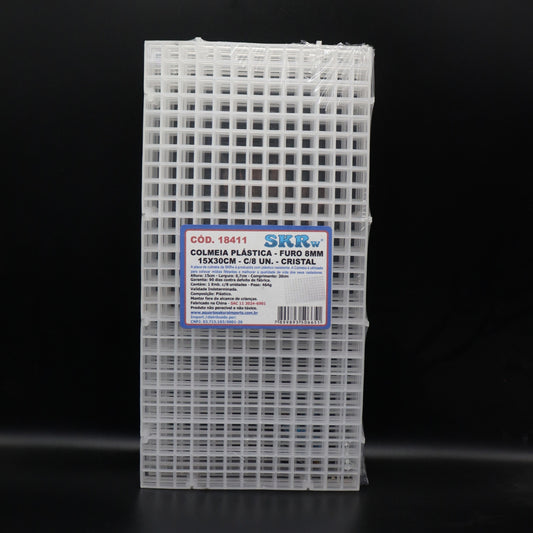 SKRw COLMEIA PLASTICA FURO  8MM 15X30CM C/ 8 BRANC