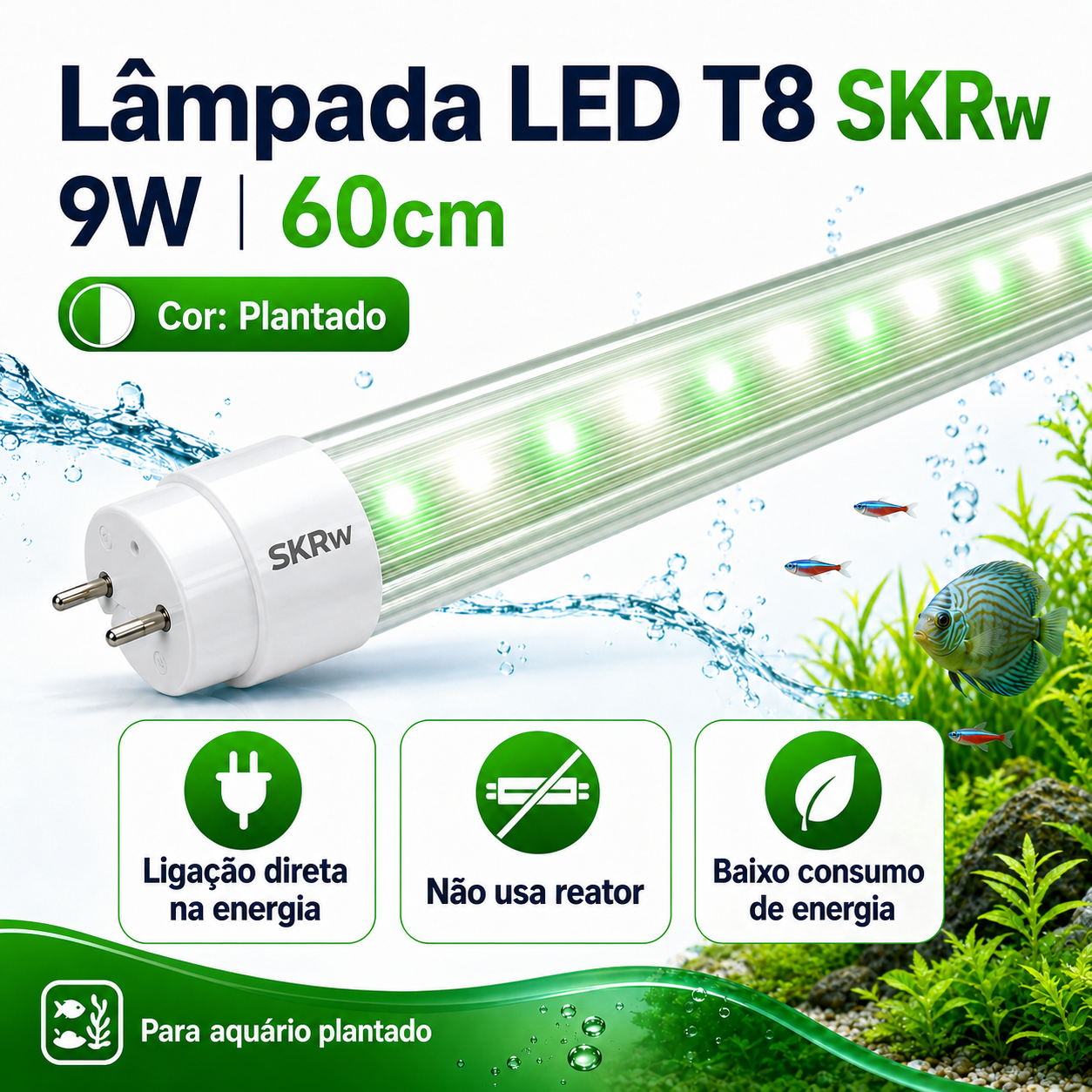 SKRw LAMPADA DE LED TUBOL.T8  9W 60CM