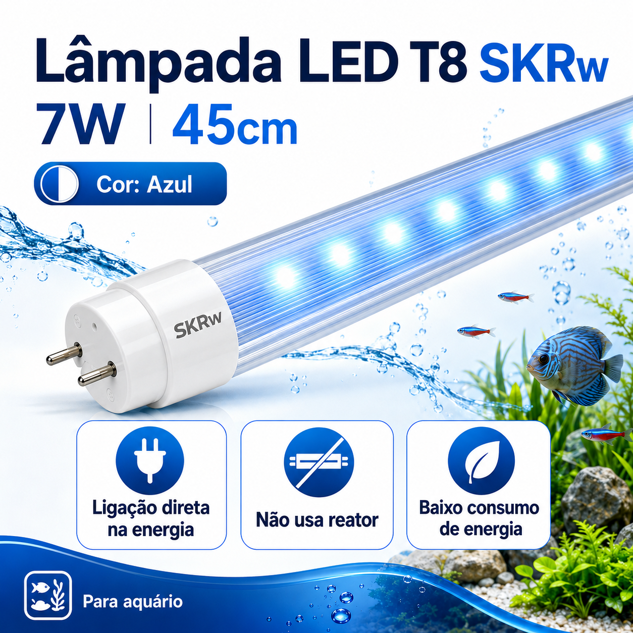 SKRw LAMPADA DE LED TUBOL.T8  7W 45CM