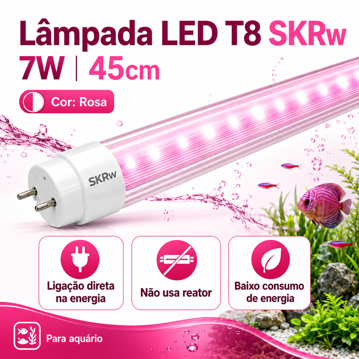 SKRw LAMPADA DE LED TUBOL.T8  7W 45CM