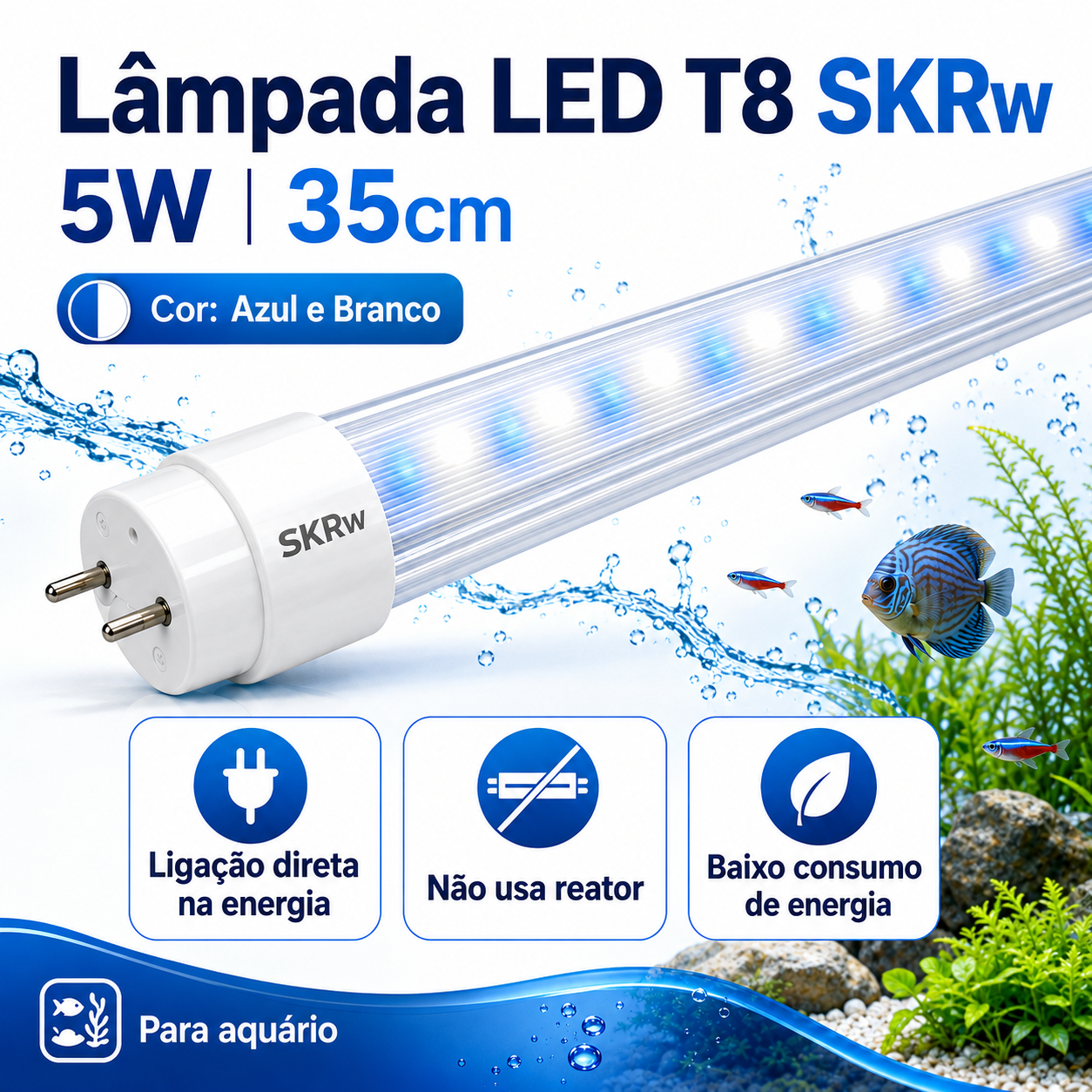 SKRw LAMPADA DE LED TUBOL.T8  5W 35CM