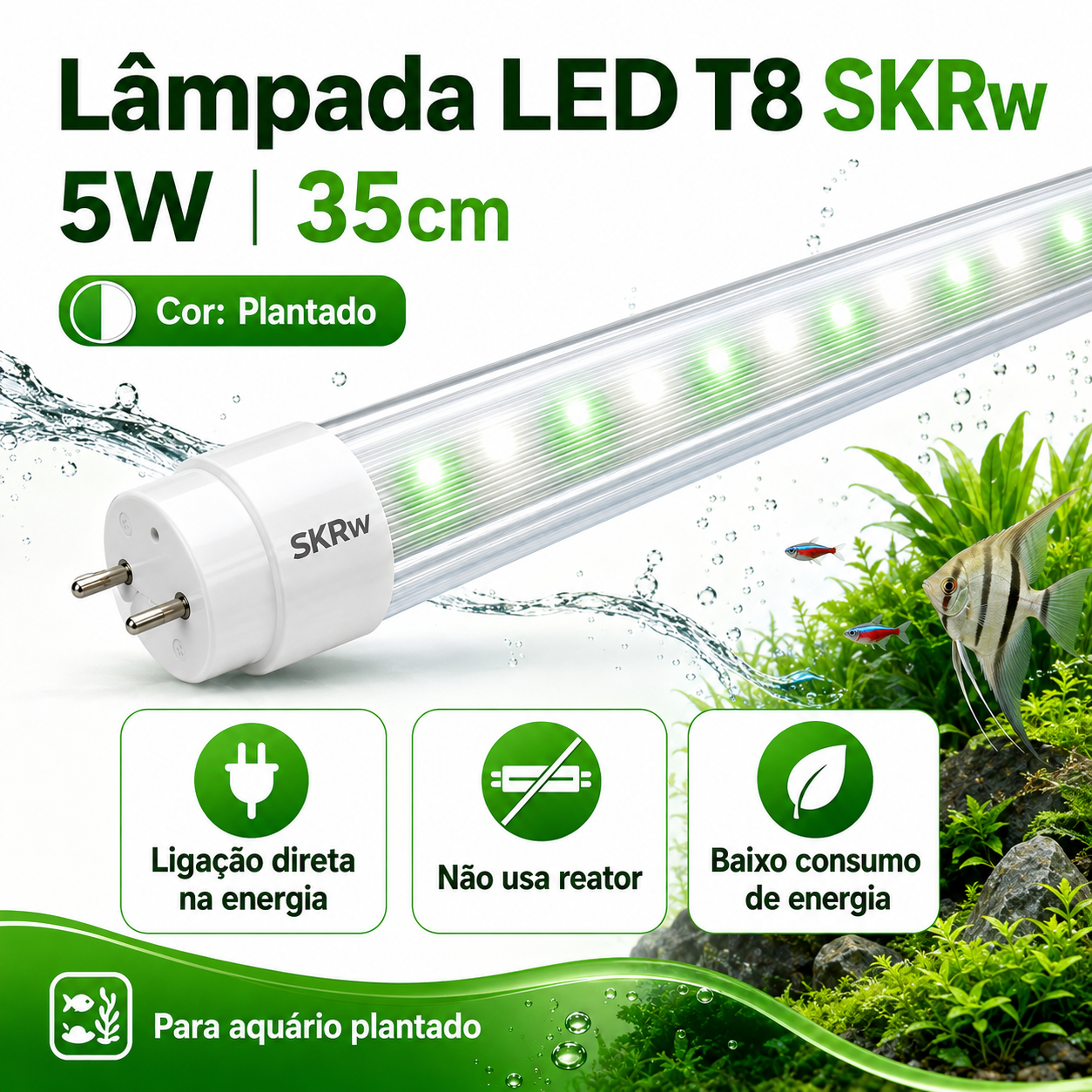 SKRw LAMPADA DE LED TUBOL.T8  5W 35CM