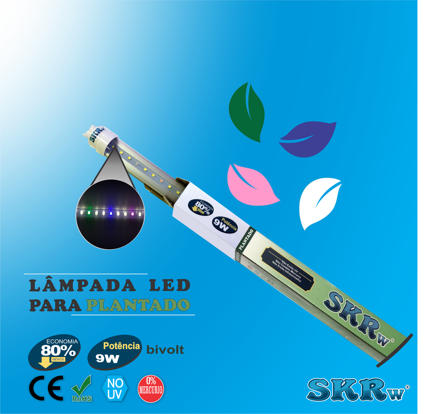 SKRw LAMPADA DE LED TUBOL.T8  9W 60CM P/ PLANTADO