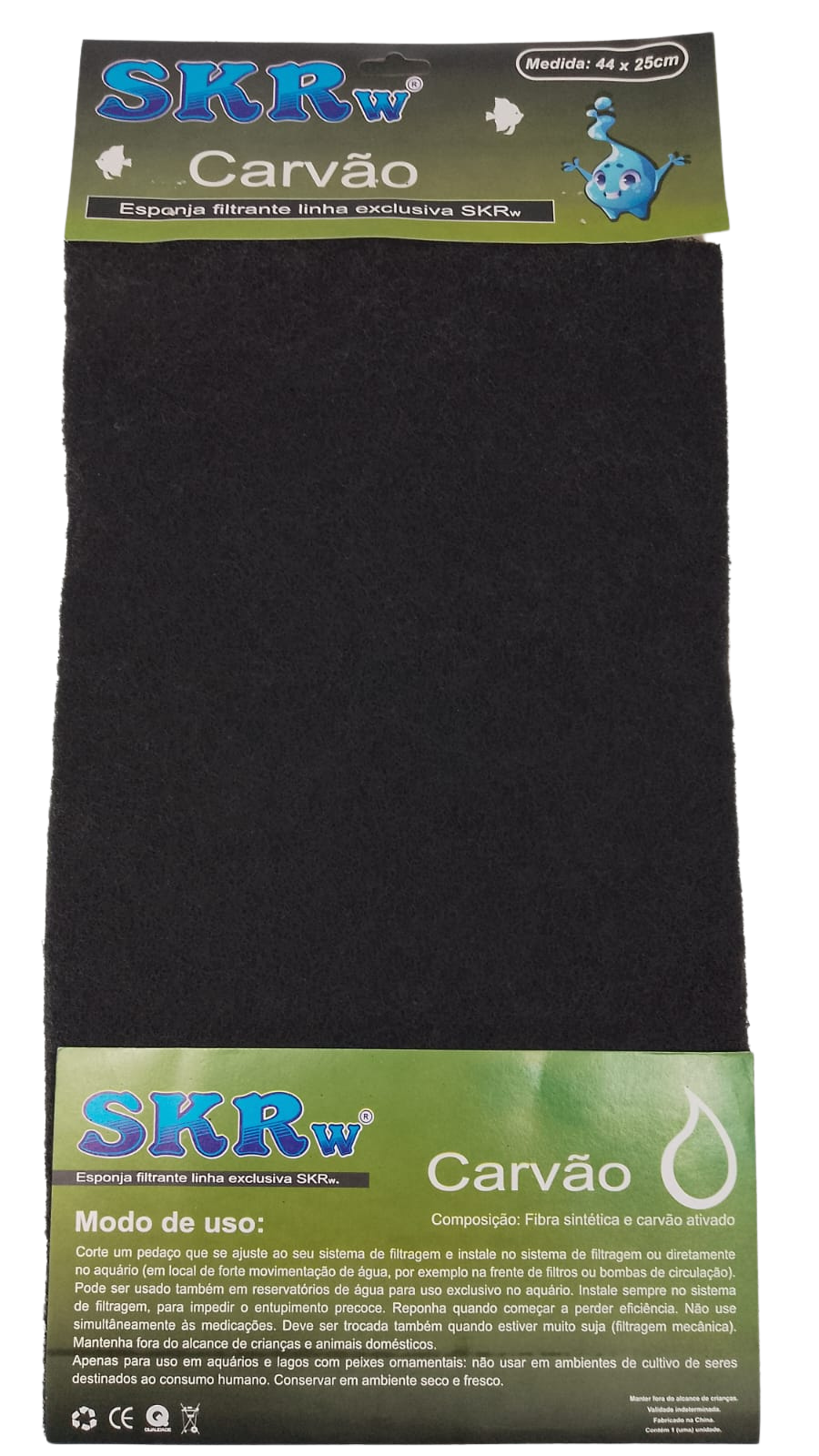 SKRw ESPONJA FILTRANTE CARVAO ATIVADO  44X25CM