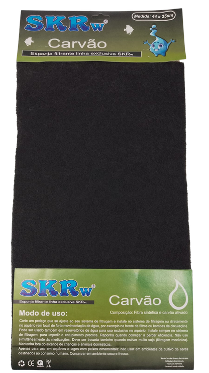 SKRw ESPONJA FILTRANTE CARVAO ATIVADO  44X25CM