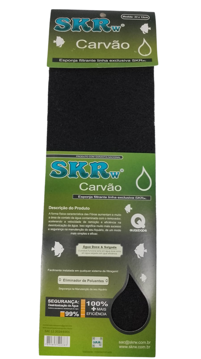 SKRw ESPONJA FILTRANTE CARVAO ATIVADO   33X12CM